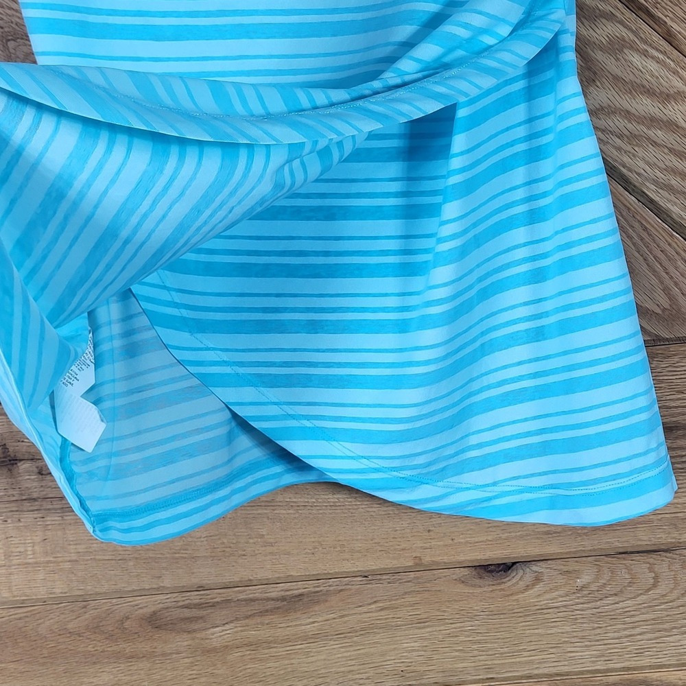 EP Sport Blue Striped Short Sleeve Activewear Shirt Size M Wrap Style Back - Picture 7 of 7